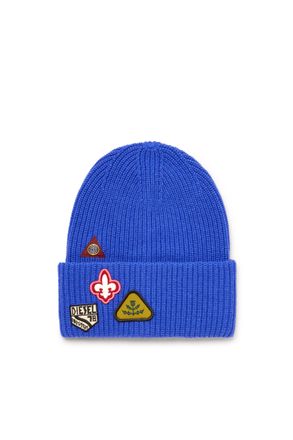 Diesel Wool beanie with logo patches - Knit caps - Unisex - Blue