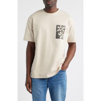 Topman Oversize Floral Graphic Cotton T-Shirt in Stone at Nordstrom, Size Xx-Large