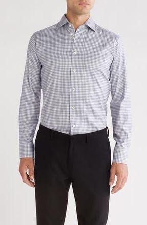Eton Slim Fit Plaid Dress Shirt in Blue at Nordstrom Rack, Size 15.5