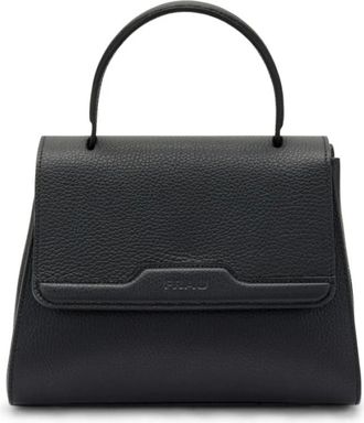 Frau Tassen, Dames, Zwart, ONE Size, Leer, Zwarte leren handtas met handvat