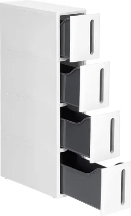 Songmics Carro de 4 niveles de 45 x 17 x 84 cm de color blanco y gris