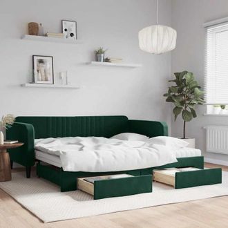 vidaXL Vidaxl - Furniture Limited - Sof&aacute; Cama Nido Con Cajones Terciopelo Verde