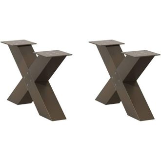 vidaXL Patas Para Mesa De Centro En Forma De X (2 Unidades), Acero Natural, 50 X (30-31) Cm. Vidaxl