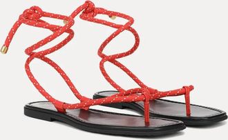 Veronica Beard Womens Carmina Cord Wrap Sandals In Flame Red