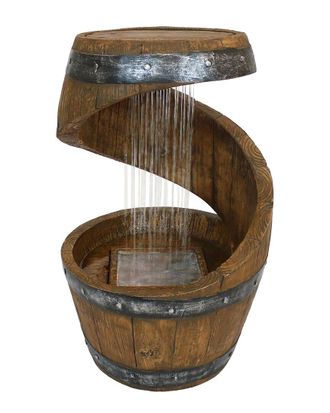 Sunnydaze Square 2-Tier Bird Bath Outdoor Water Fountain 25in Water Feature w/LED