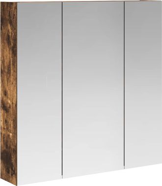 vidaXL Armario Con Espejo De Ba&ntilde;o Roble Ahumado 70 X 14,5 X 70 Cm Vidaxl