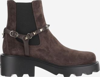 Valentino Garavani Brown Rockstud Ankle Boots