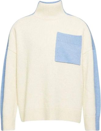 J.W.Anderson Truien & Vesten, Dames, Blauw, XS, Wol, Two Tone Patch Pocket Jumper