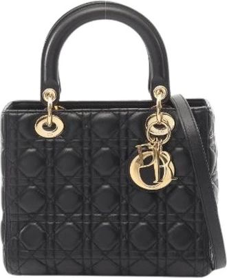 Dior Pre-owned Lady Dior Leren 2way Handtas - Dames - Vintage Handtas - Zwart - ONE Size - Leer - Vintage
