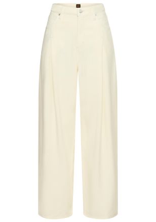 Boss Orange by Hugo Boss Loose-fit-Jeans BOSS ORANGE Slouchy Pleated Mid Rise Premium Damenmode, Damen, Gr. 26, L&auml;nge 30, weiss (open wei&szlig; 150), Denim/Jeans, Obermaterial: 100