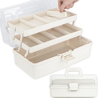 OEM Caja De Almacenamiento Multifuncional De 3 Niveles Y 26,2 Cm Con Separadores Ajustables, Caja Port&aacute;til Para Aparejos De Pesca, Estuche Plegable Para M