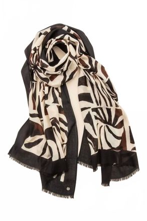 Joseph Ribkoff Womens Tropical Print Fringe Scarf In Beige/multi