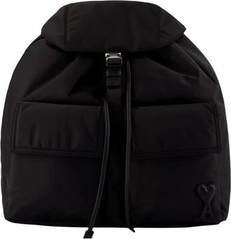 Ami Marcel Flap Rugzak - unisex - Rugzakken - Zwart - ONE Size - Leer - Tassen