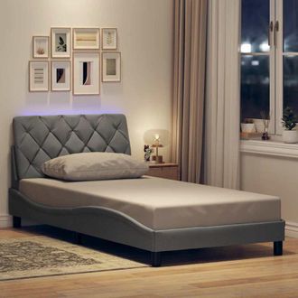 vidaXL Vidaxl - Estructura Cama Con Led Sin Colch&oacute;n Tela Gris Claro 90x200 Cm