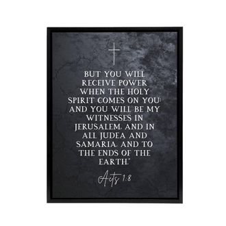 Artery8 Acts 1 8 You Will Be My Witness Bible Quote Framed Canvas Wall Art Print in Grey | Size: W24 x H32