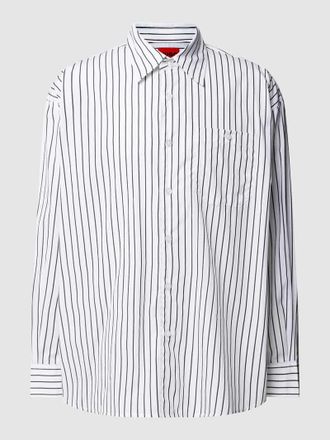 HUGO BOSS Relaxed Fit Freizeithemd mit Streifenmuster Modell Emaio in Weiss, Gr&ouml;&szlig;e L