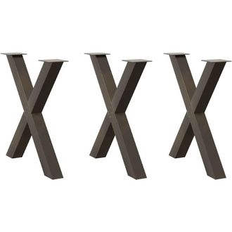 vidaXL Patas Para Mesa De Comedor En Forma De X (3 Unidades, Acero Natural, 80 X 72-73 Cm) Vidaxl