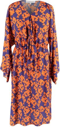 Borgo De Nor Orange and Purple Floral-print Dress Size XS