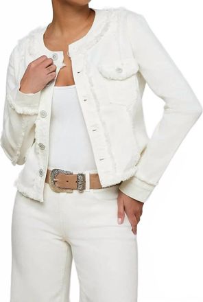 L'agence Yarin Collarless Fray Jacket In Light Ercu