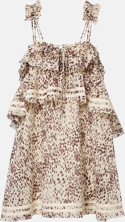 The Attico Leopard-print ruffled cotton minidress