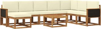 vidaXL Conjunto De Sof&aacute;s De Exterior 9 Uds. Natural Y Crema Vidaxl