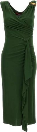 Max Mara Lange Jersey Jurk - Dames - Feestkleedjes - Groen - S - Kleedjes