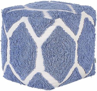 Beliani Beliani - Pouf cotone beige e blu motivo decorativo soggiorno camera da letto boho Rojhan