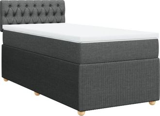 vidaXL Cama Box Spring Con Colch&oacute;n Tela Gris Oscuro 100x200 Cm Vidaxl