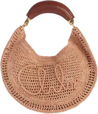 Chlo&eacute; Summer Banana Crochet Raffia Hobo Bag in Summery Beige at Nordstrom
