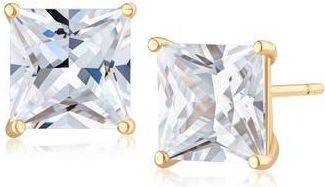 Jardin Princess Cut Cubic Zirconia Stud Earrings in Clear/Gold at Nordstrom Rack