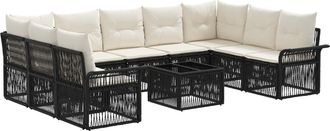 vidaXL Conjunto De Sof&aacute;s De Jard&iacute;n 10 Uds. Negro Rat&aacute;n Sint&eacute;tico Vidaxl