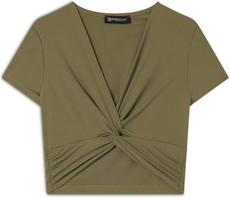 Freddy Kurzarmshirt FREDDY top S25WTWT14, Damen, Gr. L, gr&uuml;n (aloe), Obermaterial: 73% Polyamid PA. 27% Elasthan EL., Shirts Kurzarmshirt