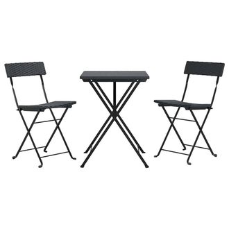 Berkfield Home Beautiful 3 Piece Folding Bistro Set Black Poly Rattan
