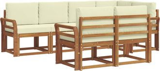 vidaXL Conjunto De Sof&aacute;s De Exterior 7 Uds. Natural Y Crema Vidaxl