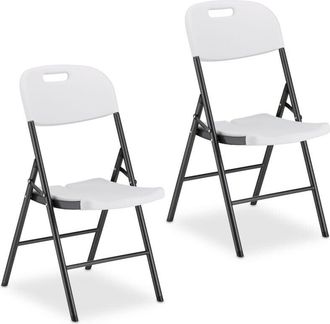 Relaxdays Relaxdays - Silla Plegable, Set De 2 Asientos De Jard&iacute;n Y Balc&oacute;n, Hasta 150 Kg, Resistentes Intemperie, Blanco