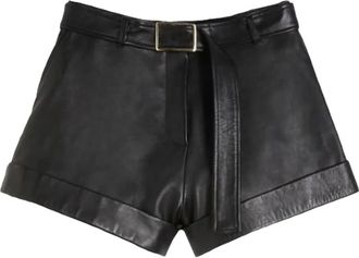 Sportmax Shorts in pelle con cintura - Nero