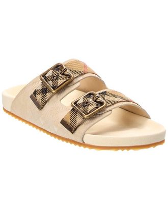 Burberry Check Urchin Suede & Canvas Sandal