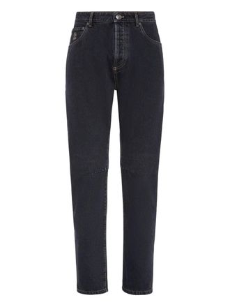 Brunello Cucinelli Leisure five-pocket logo jeans - men - Cotton - 46 - Grey