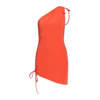 Balmain Short Dresses, female, Orange, Size: M Beach Dress with Embroidered Logo