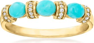 Canaria Canaria Turquoise Ring With Diamond Accents in 10kt Yellow Gold