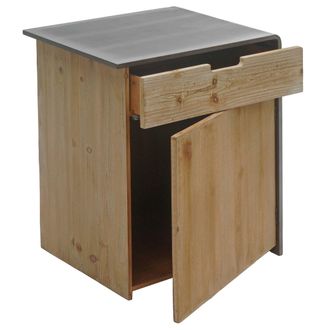 Hhg C&oacute;moda Hhg 599, Mesilla De Noche Mesilla De Noche, Madera Maciza Industrial Certificada Mvg 60x50x40cm, Natural Con Aspecto Met&aacute;lico