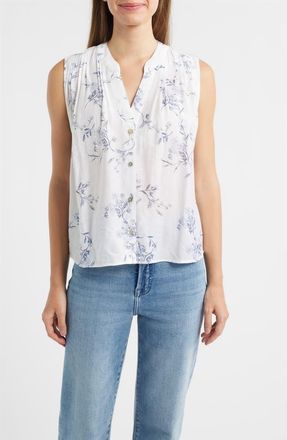 Cloth & Stone Pintuck Tank in Blue Opal Floral at Nordstrom, Size X-Large