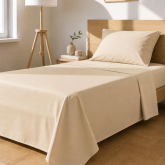 KASANOVA Completo letto 1 piazza e mezza tinta unita beige