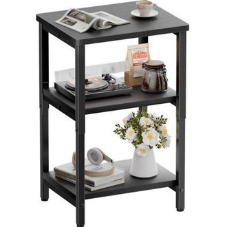 OEM Mesa Auxiliar - Hlonone - Vintage - 37x30x65 Cm - Acero - Negro - 1 Compartimento Abierto