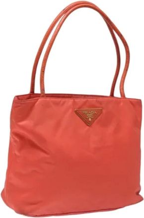 Prada Pre-owned Shoulder Bags, female, Orange, Size: ONE SIZE Pre-owned Nylon Shoulder Bag