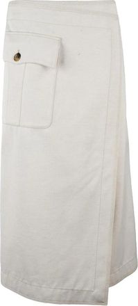 Philosophy di Lorenzo Serafini Beige Cotton Wool Polyamide Long Canvas Skirt