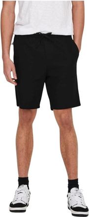 Only & Sons Only & Sons, Korte Broeken, Heren, Zwart, S, Bermuda in Lino 0007 Cot