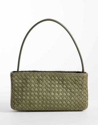 Glamorous borsa a spalla anni 90 in finto camoscio oliva-Verde