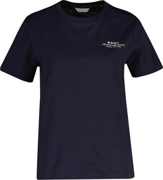 GANT T-Shirt GANT REGULAR GRAPHIC PRINT, Damen, Gr. XXL, evening blau, Single Jersey, Obermaterial: 100% Baumwolle, unifarben, regular fit taillenbedeckt, 