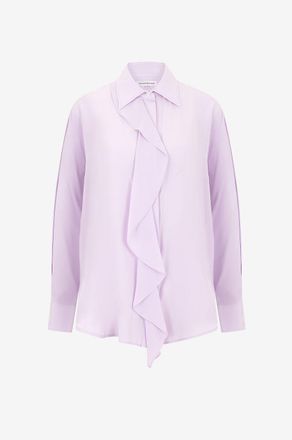 Victoria Beckham Seidencr&ecirc;pe-Bluse mit asymmetrischer R&uuml;sche